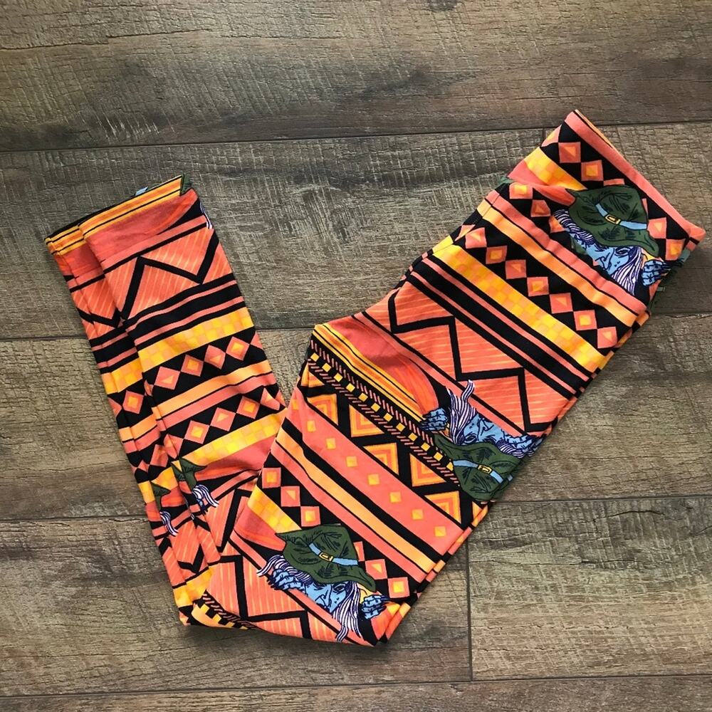 LuLaRoe Halloween Witch Orange Black Leggings OS